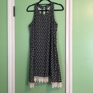 Black And White Pattern Dress with Lace Detail